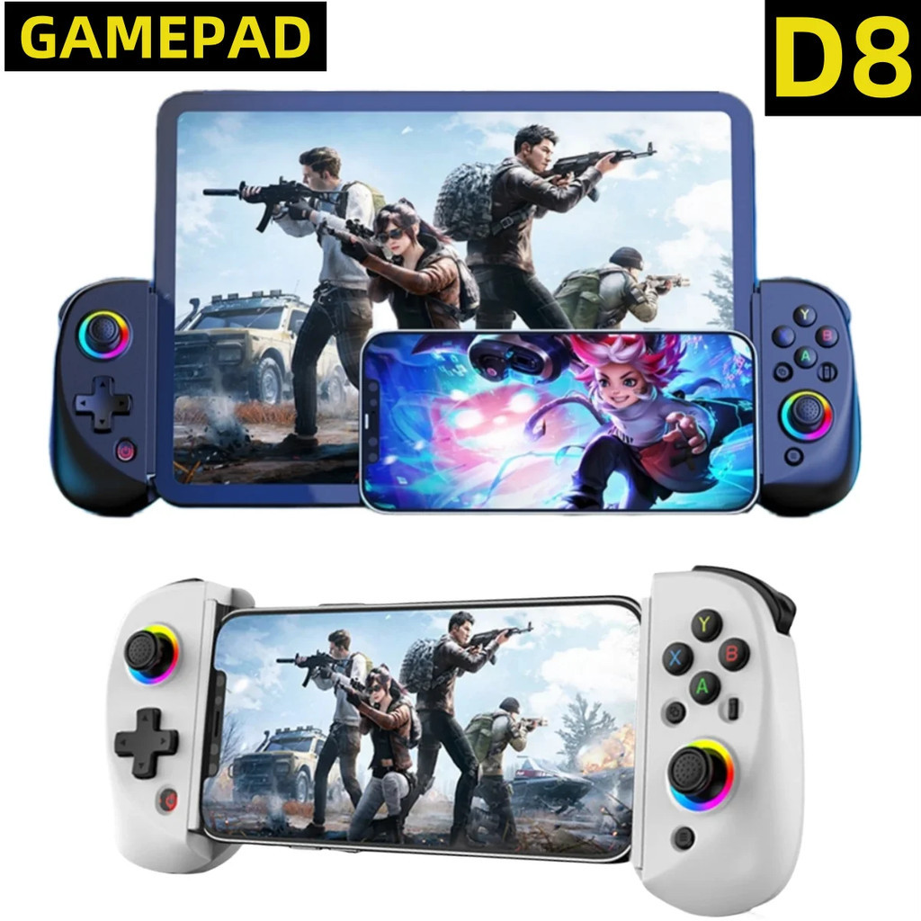 D8 Controlador Telescópico Gamepad Joystick Turbo 6 Eixos Fios De Vibração Giroscópio Bluetooth 5.2 Para Android IOS PS3 PS4 Switch IPad