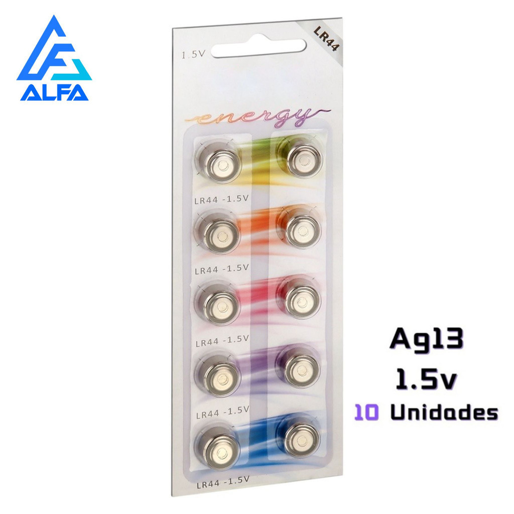 Bateria Pilha Elgin 1.5v LR44 Ag13 A76 Cartela 10 unidades