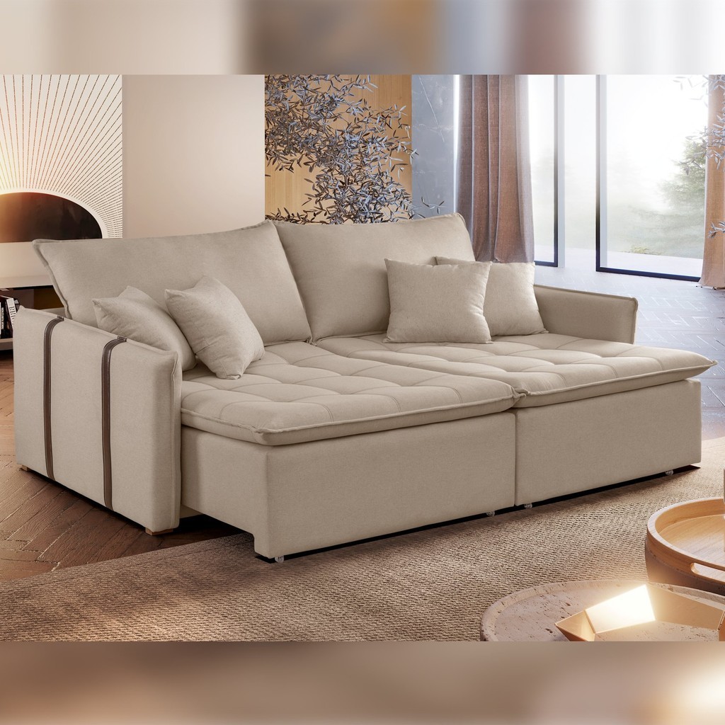 Sofá Cama 200cm Detroid Yescasa Linho Linho Cru