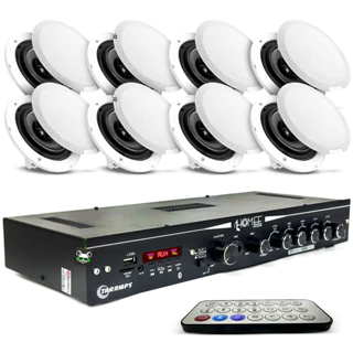 Kit Receiver THS4600 250W + 8 Arandelas Som Ambiente Teto Taramps