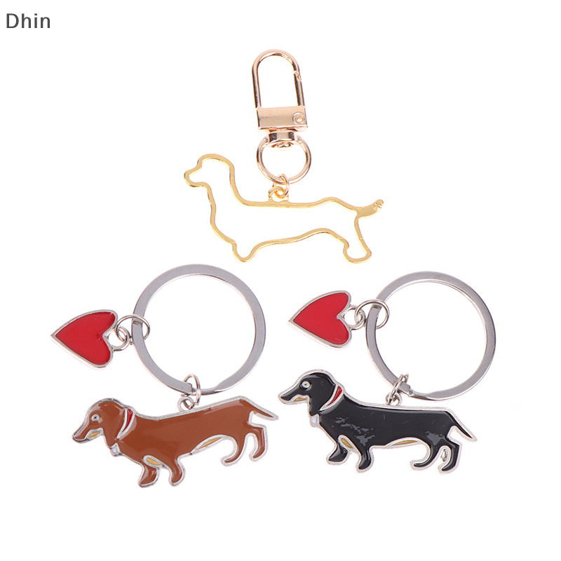 [Porta-Chaves Dachshund Oco Chaveiro Animais De Estimação Vermelho Coração Pingente Mochila Ch Car Bag Decoração Acessórios Presentes COD