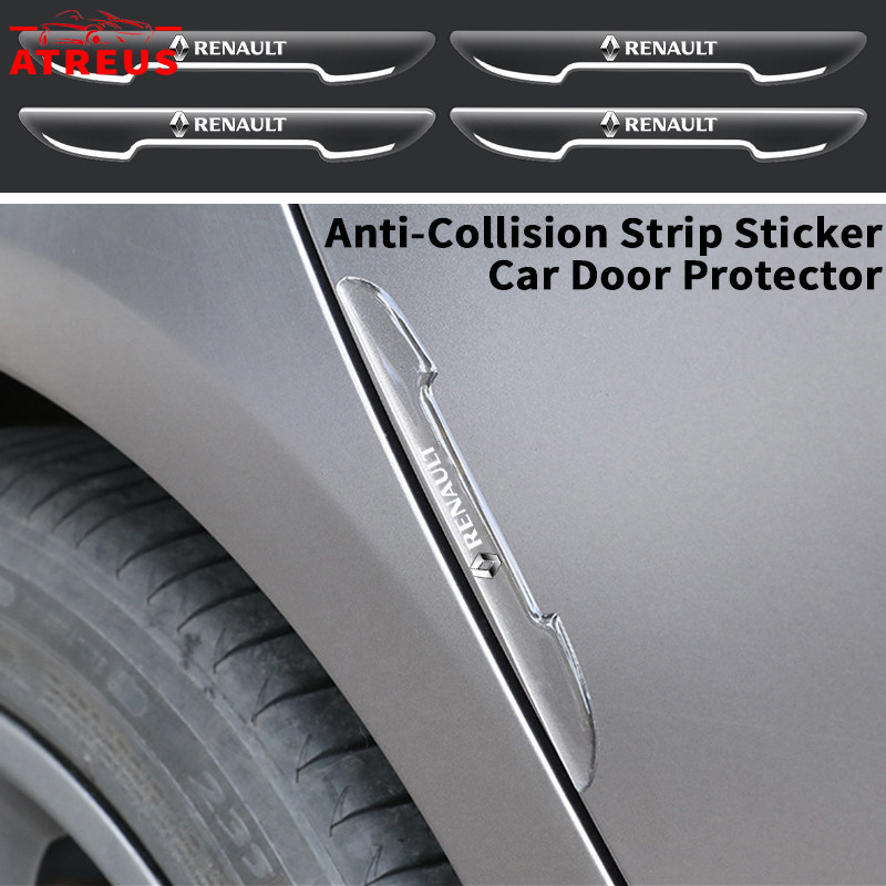 4Pcs Renault Porta De Carro Transparente Anti-Colisão Portas De Proteção Contra Arranhões Espelhos Laterais Protetor Riscos Adesivo Para Kwid Duster Oroch Kardian Megane 2 Sandero ZOE