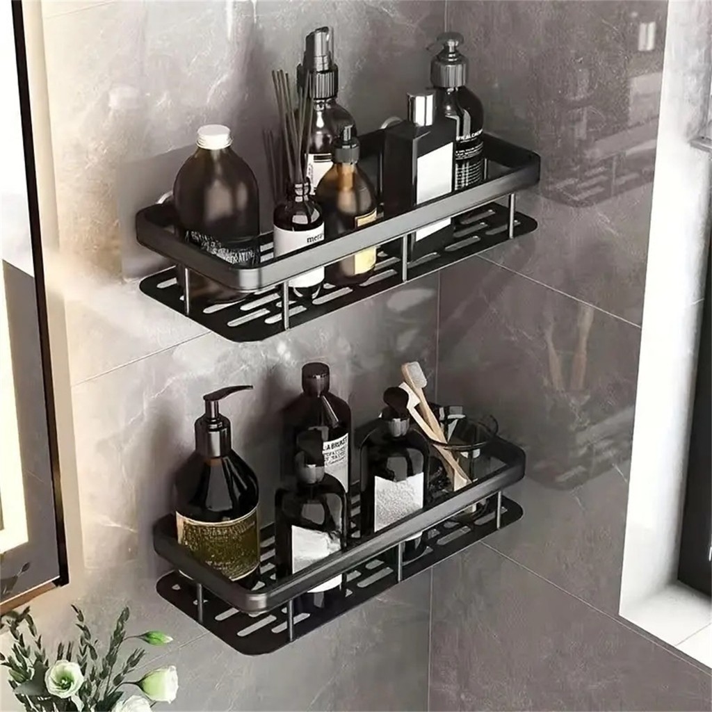 Kit Prateleira Organizador Aluminio Suporte Para Shampoo Antiferrugem Adesivo Sem Furo Top Premium