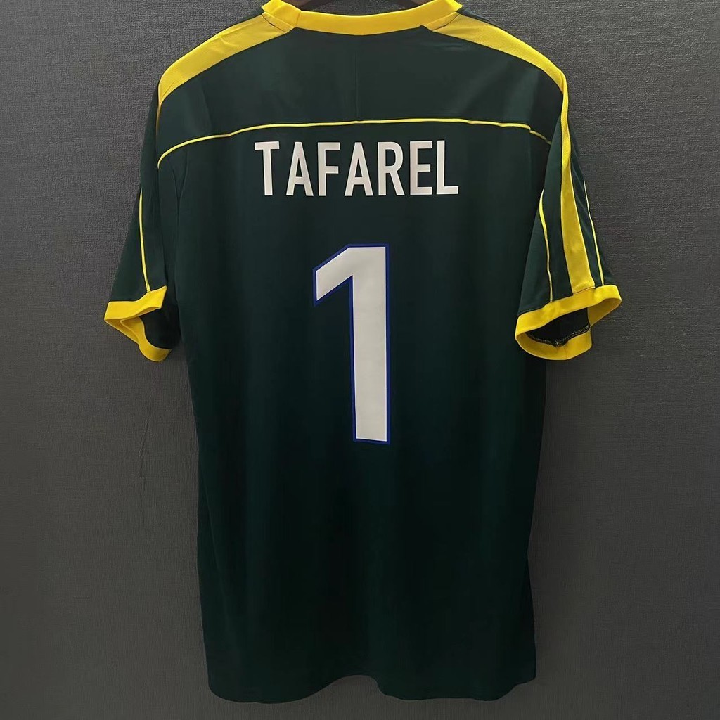 (Fã bordado) 1998 alta qualidade personalizado TAFFAREL camisa de futebol goleiro brasileiro