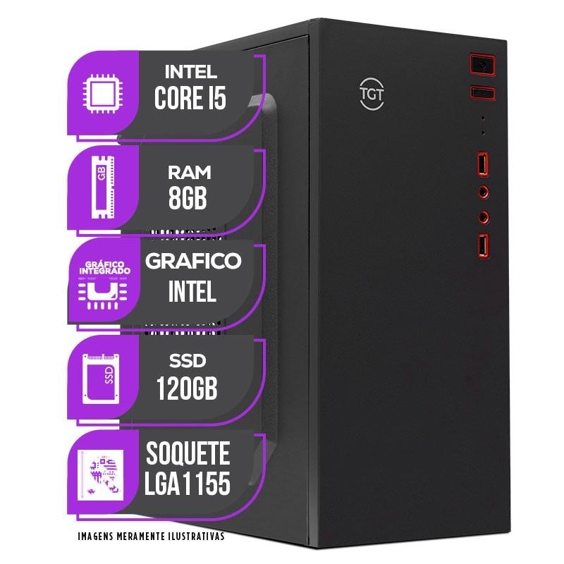 PC CPU Mancer, Intel Core I5, 8GB de memória ram, SSD 120GB