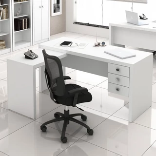 Mesa para Escritório 3 Gavetas Branco ME4106 - Tecno Mobili