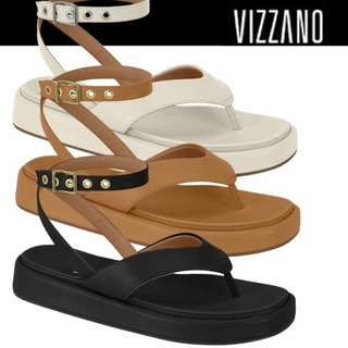 Sandália Tamanco Feminina Vizzano Flat Plataforma Baixa Tornozelo Conforto