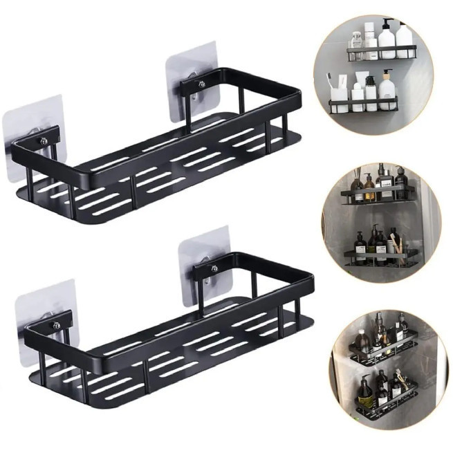 Kit Com 2 Suporte Banheiro Porta Shampoo Parede Inox Adesivo