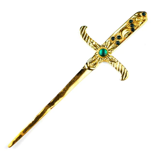 Athame em Metal Dourado Brilhante 19 cm Pedras Verdes em Oferta na Shopee