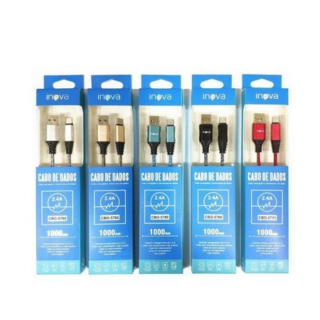 Cabo De Dados e Carregamento Inova 1 Metros Lightning / V8 / Tipo C KL-801