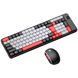 Kit Teclado Mouse Gamer Knup Colorido BT Wireless 2.4 Knup TE-129 Vermelho