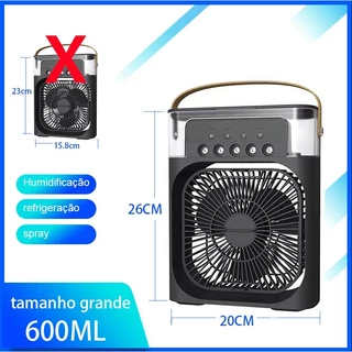 Ventilador Refrigerador De Ar Condicionado Umidificador Portátil Com Led Reservatório 600ML