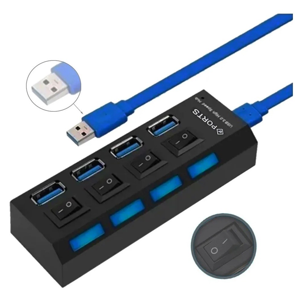 HUB Usb 3.0 4 Portas Régua Usb Extensão para Pc Notebook Teclado Mouse ...
