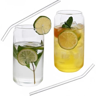 Conjunto 2 Copos com Canudo de Virdro 450ml