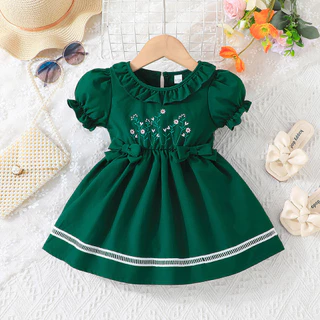 Vestido De Bebê Menina Recém-Nascidos 3-24Meses Moda Verão Arco Manga De Babado Fofa Vestidos De Princesa Infantil