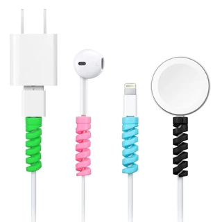 Bobinador de cabo espiral de 2 peças Adequado para cabo de dados USB Caixa protetora do cabo de carregamento do fone de ouvido