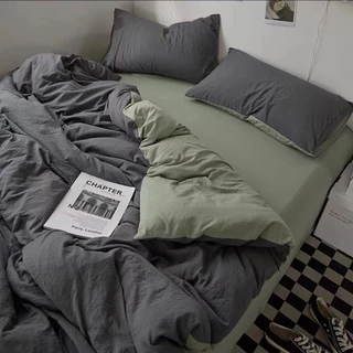 Roupa De Cama Fresca Pura Cor Algodão Lavado Lixa Amiga Da Pele Dormitório Estilo Princesa Capa Quilt Peça Única