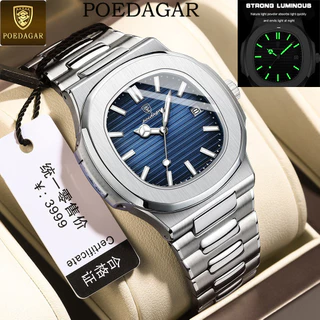 POEDAGAR 2023 Relógio De Pulso Popular De Luxo De Venda A Quente Masculino À Prova D'água Calendário Luminoso De Aço Inoxidável Esportivo Casual De Quartzo Suíço