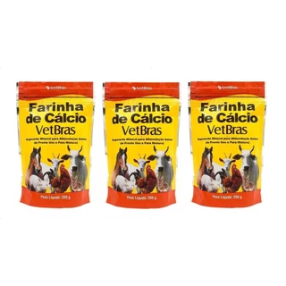 Kit 3 Farinha de Calcio 200gr Vetbras Suplemento Mineral para Animais
