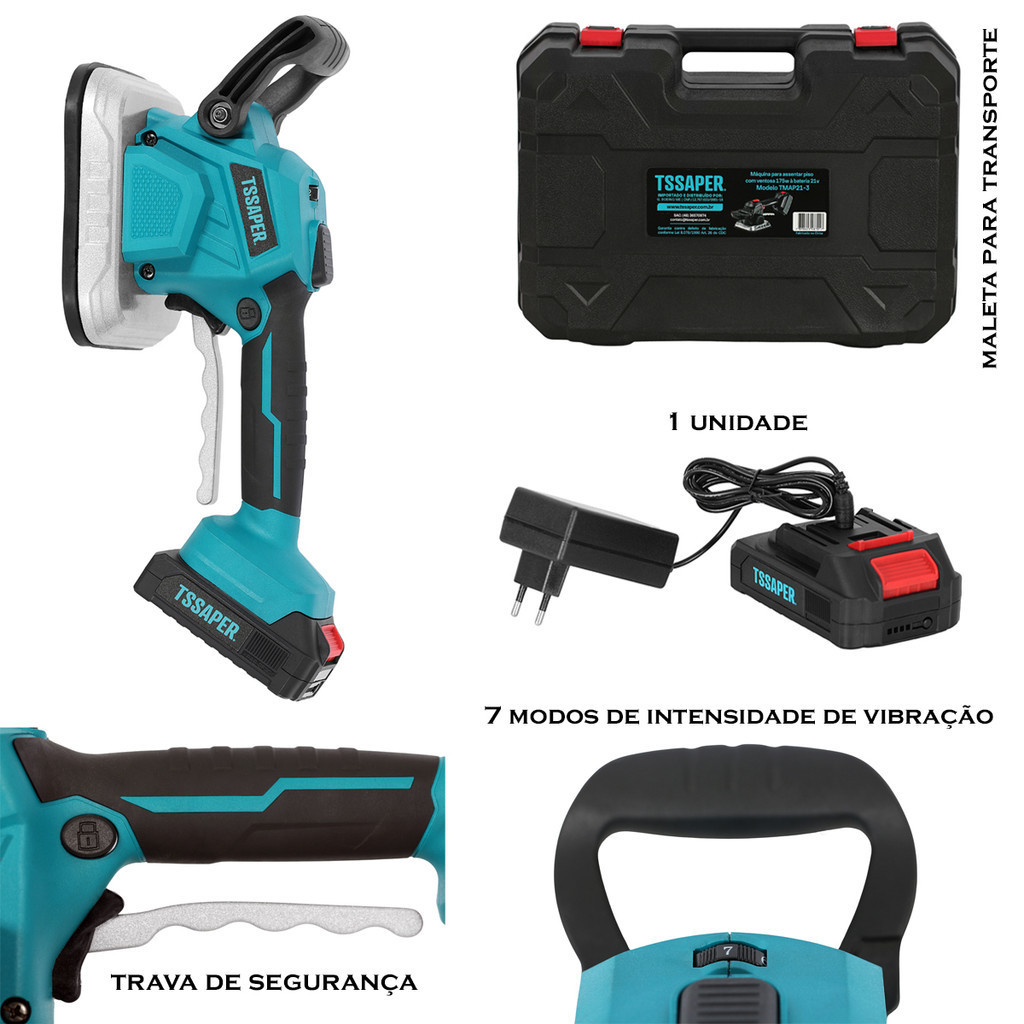 Máquina para assentar piso com ventosa 175w 70kg à bateria 21v