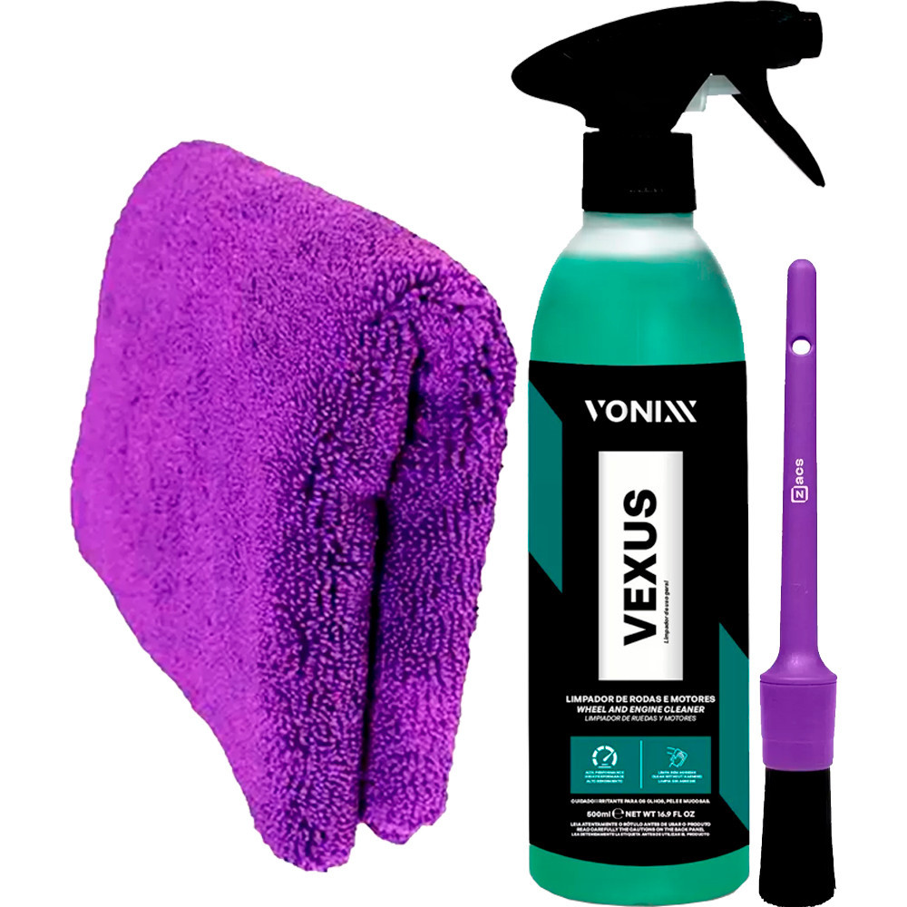 Vexus Vonixx Limpador Limpa Rodas e Motor Pincel Pano