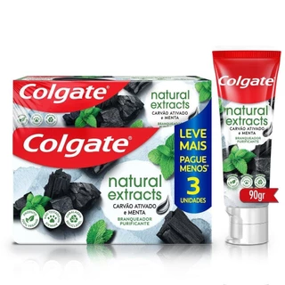 Creme Dental Colgate Natural Extracts Carvão Ativado e Menta 90g 3 unidades em Oferta na Shopee