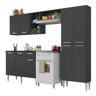 Cozinha Completa Compacta Pequim UP Multimóveis com Balcão - Preto