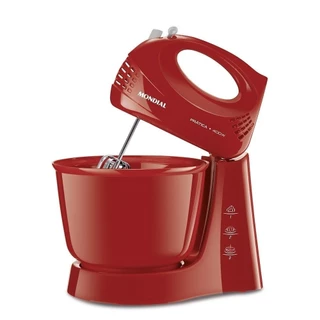 Batedeira Mondial Prática B44R | 3 Velocidades + Turbo, 1 Tigela, 400W, Vermelha em Oferta na Shopee