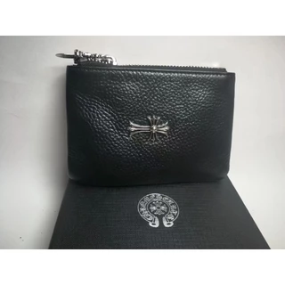 Chrome Hearts Corações Cromados Carteira / Carteira de Corações Cromados Moda Moda Curta Moedas / Desenho do Padrão Cross