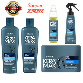 Kit Keramax Pós Química - Shampoo 300ml | Condicionador 300ml | Máscara de Tratamento 350g | Spray Liso Fácil 150ml | Sérum Extraordinário Mix Oil 45ml