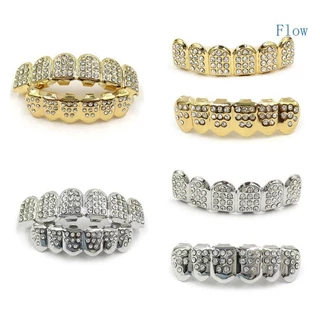 Fluxo Nicho Dentes Prata Dourada Banhados Com Diamante Hip hop Top Face Inferior Grills All-match-Rapper