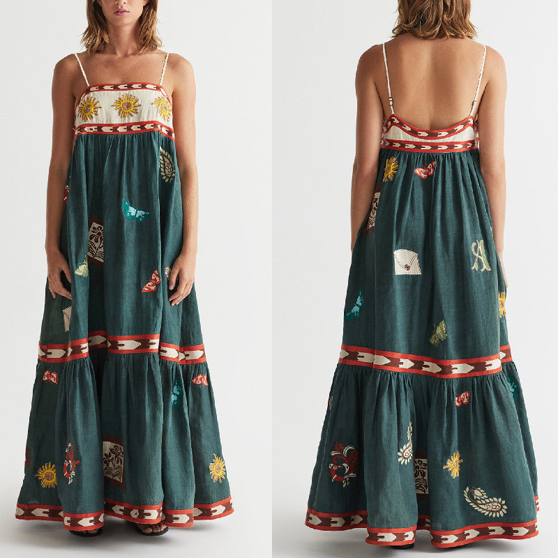 Sling sexy, impressão de posicionamento, vestido grande (2538)