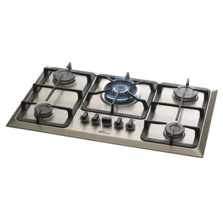 Cooktop a Gás Fischer 5 Bocas Tripla Chama Infinity Inox Trempe Ferro Fundido 23678-54121 Bivolt