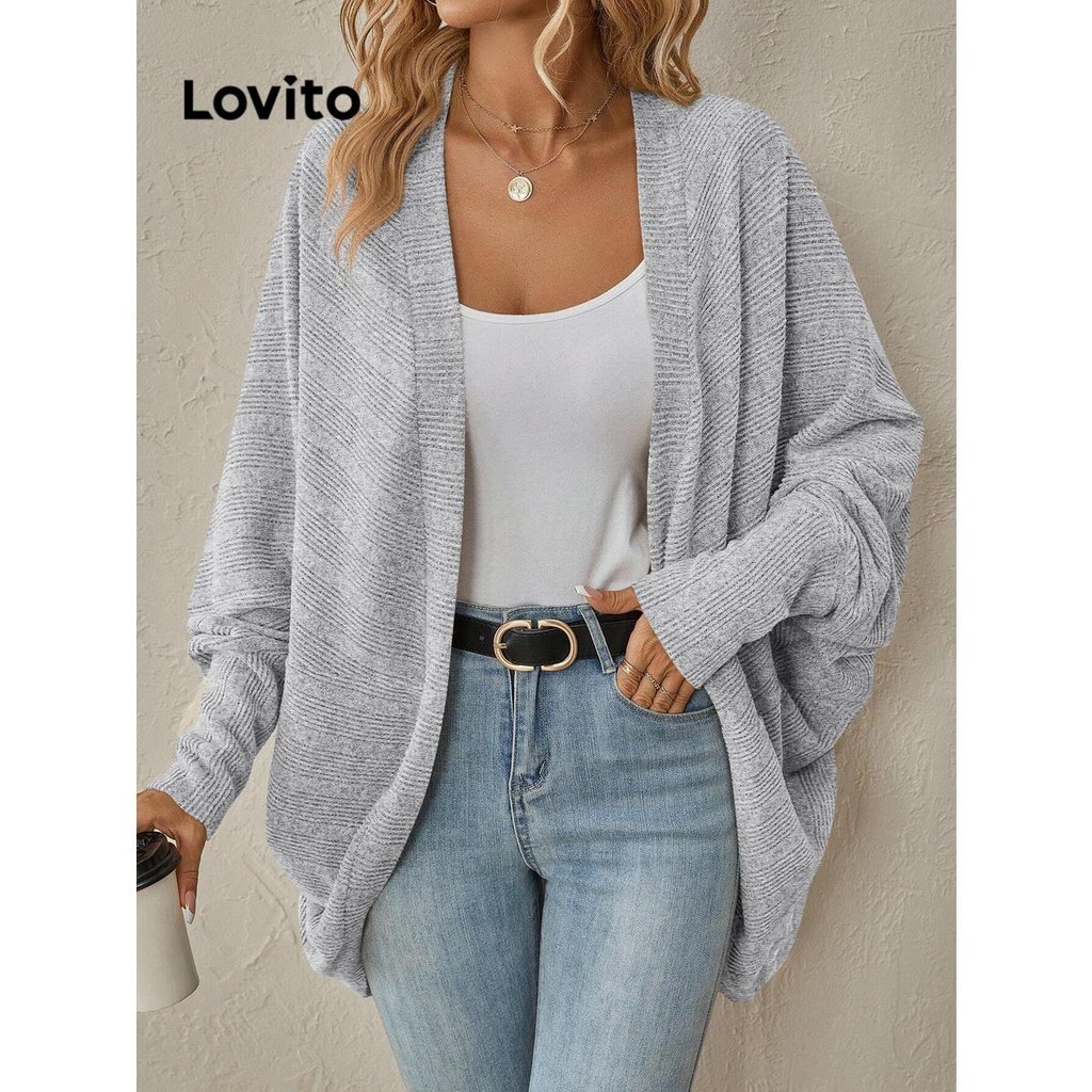 Lovito Casaco Cardigan Simples Elegante para Mulheres LNL58170