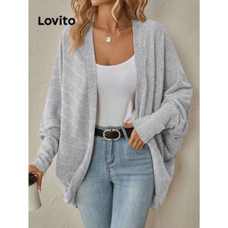 Lovito Casaco Cardigan Simples Elegante para Mulheres LNL58170