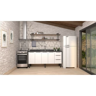 Gabinete Armário Cozinha Jupter Cozimax 1.80 Mt 100% Aço  P/ Pia -Balção 180 cm -4 Portas- 3 Gavetas -Branco em Oferta na Shopee