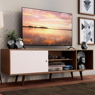 Rack Madesa Dubai para TV até 65 Polegadas com Pés - Rustic/Branco/Rustic em Oferta na Shopee