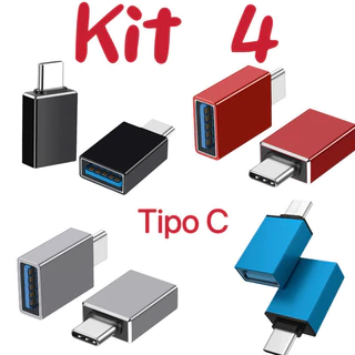 KIt 4 Adaptador USB Tipo C Para 3.0 OTG Compatível Com MacBook Pro Samsung Galaxy Type-Smartphones , Tablets E Laptops em Oferta na Shopee