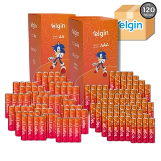 Kit 40 Pilhas Elgin Zinco Carvão AA ou AAA Palito Tubos Com 40, 80 ou 120 Unidades 