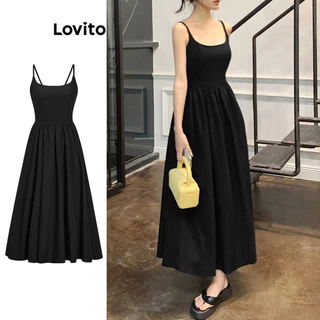 Lovito Vestido de baile boho liso com amarração nas costas e costas nuas para mulheres L86ED279