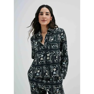 Camisa Feminina Manga Longa Estampada Em Viscolinho Hering