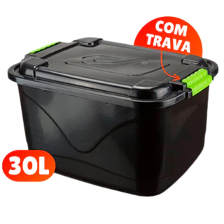 Caixa Organizadora 30 Litros Grande C/Tampa e Trava Cesto para Brinquedos e Multiuso