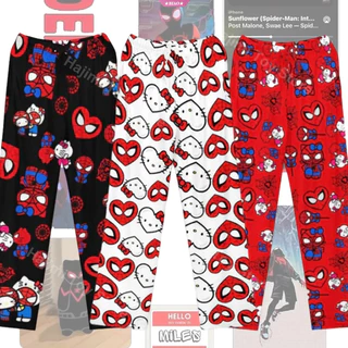 Aranha Hello Kitty Cartoon Calça Feminina Pijama Longa Primavera/Verão Edição Coreana Home Lazer De Casal Sono