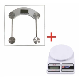 Kit Balança Digital Corporal 180kg Quadrada e Balança Digital de Cozinha 10Kg - Dieta Nutrição Crossfit Academia