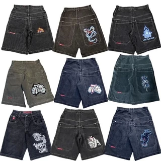 JNCO Calções Y2K Hip Hop Pocket Baggy Denim Gym Homens Mulheres 2023 Verão Novo Harajuku Gótico Basquetebol Streetwear