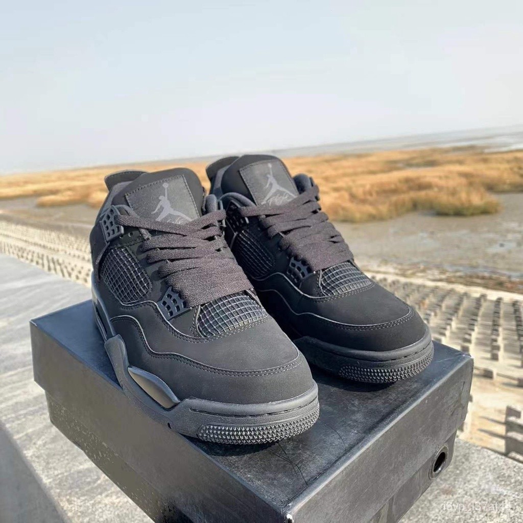 Marca de moda popular Nike Air Jordan 4 Black Cat AJ4 Cultura Basquete Tênis Casual Men