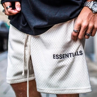 * Estoque Pronto * ESSENTIALS Shorts Casuais De Malha De Camada Dupla High Street De Linha