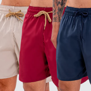 Kit 3 Shorts Praia Masculino Elastano Bermuda Academia Corrida
