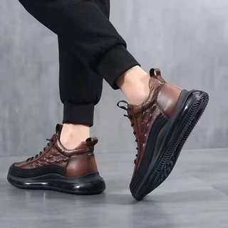 Sapatos de couro sintético masculino Crocodile Print # Casual Sapatos de Luxo Moda Maré Chic Slim