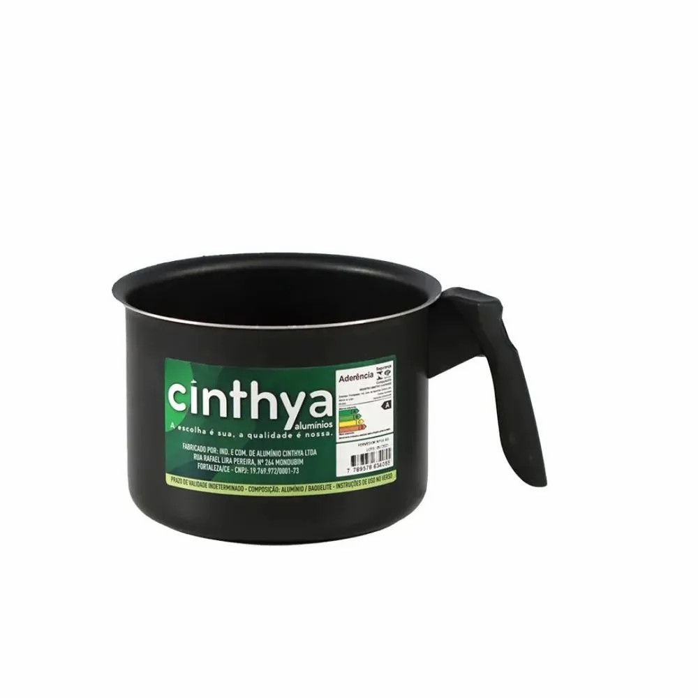 CANECO FERVEDOR ANTIADERENTE 1L Nº12 PRETO ALUMÍNIO CINTHYA